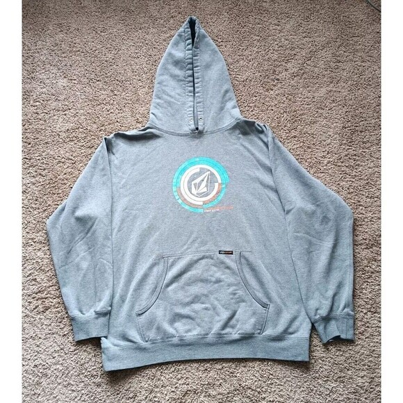 Y2K Volcom Hoodie Men's Size Large Gray Pullover Long Sleeve - Picture 1 of 10